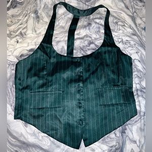 Lioness emerald green pinstripe halter top